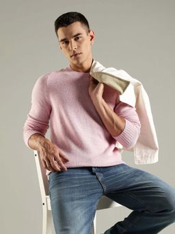 Tommy Hilfiger - Men Pink Wool Solid Sweater