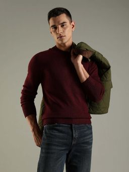 Tommy Hilfiger - Men Red Wool Solid Sweater
