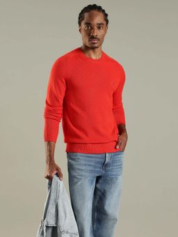 Tommy Hilfiger - Men Red Wool Solid Sweater