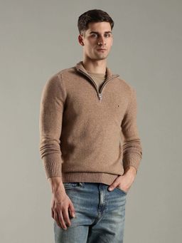 Tommy Hilfiger - Men Brown Wool Solid Sweater