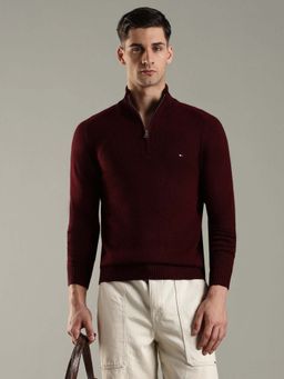Tommy Hilfiger - Men Red Wool Solid Sweater