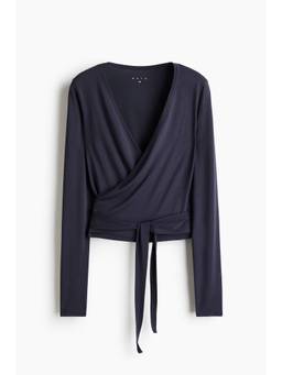 H&M - Women Blue Sports Wrap Top In Modal