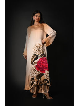 ISADAA BY ROTNA DUTT - Multi-Colour Satin Georgette Digital Printed Kurta with Palazzo