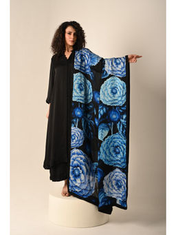 ISADAA BY ROTNA DUTT - Black Satin Georgette Kurta with Pant Digital Printed Dupatta