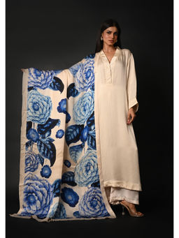 ISADAA BY ROTNA DUTT - White Satin Georgette Kurta with Palazzo Digital Printed Dupatta