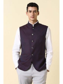 Allen Solly - Men Woven Navy Blue Nehru Jacket