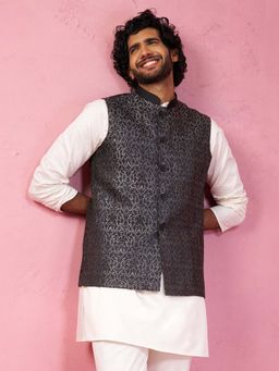 Vastramay - Men Grey Woven Nehru Jacket