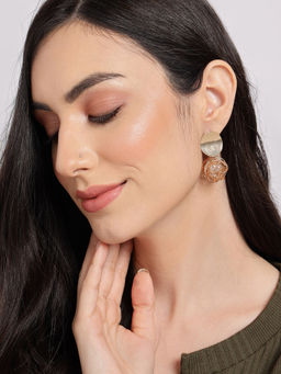 Sohi - Gold Plated Contemporary Drop Earrings