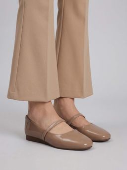 Twenty Dresses by Nykaa Fashion - Womens Beige Straps Cushioned Footbed Round Toe Ballerina