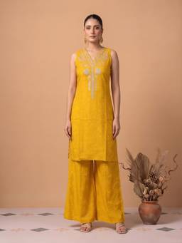 Cotton Culture - Yellow Floral Embroidery Co-Ord Set