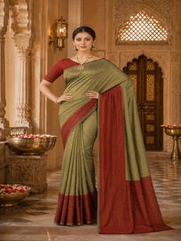 Anjaneya Sarees - Woven Green Designer Banarasi Silk Kanjivaram Saree