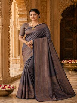 Anjaneya Sarees - Navy Blue Woven Designer Banarasi Silk Kanjivaram Saree