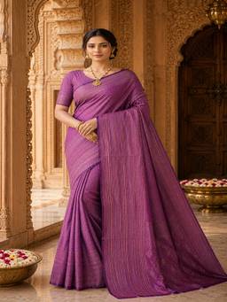 Anjaneya Sarees - Woven Purple Banarasi Silk Kanjivaram Saree