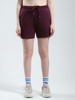 Monte Carlo - Maroon Women's Solid Regular Fit Short