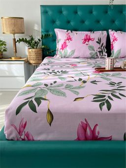 Urban Space - Cotton Bedsheet With 2 Pillow Covers - Bloom Ray Pink