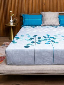 Urban Space - Cotton Bedsheet Double Bed with 2 Pillow Covers - Mars Turquoise