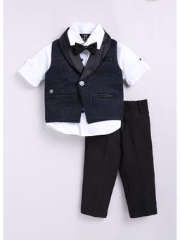 Little Collars - Boys Partywear Waistcoat Shirt and Pant with Bow (Set of 4)