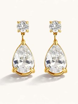 ZAISHA - White Stainless Steel Stones Pair Of Earrings