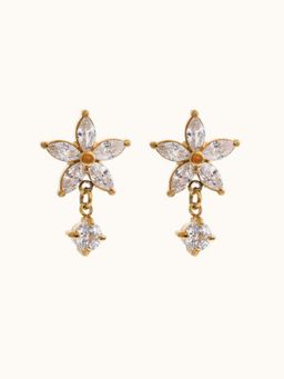 ZAISHA - White Stainless Steel Stones Pair Of Earrings
