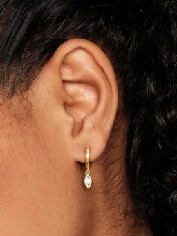 ZAISHA - White Stainless Steel Stones Pair Of Earrings