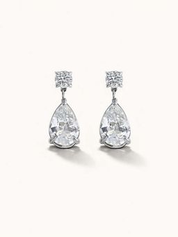 ZAISHA - White Stainless Steel Stones Pair Of Earrings