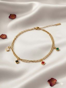 Vogue Panash - Multi-Color Brass Stones Anklet