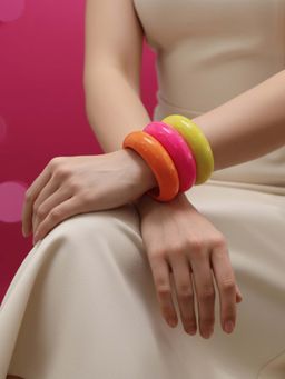 Vogue Panash - Pink Brass Contemporary Bangles (Pack of 3)