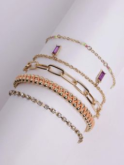 Vogue Panash - Multi-Color Brass Stones Bracelets (Pack of 5)