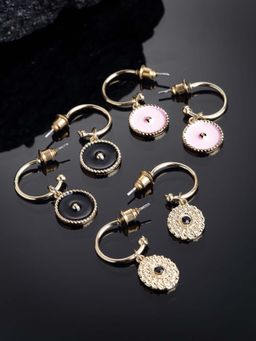 Vogue Panash - Multi-Color Brass Contemporary Pair Of Earrings (Pack of 3)