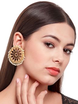 Vogue Panash - White Brass Pearl Pair Of Earrings
