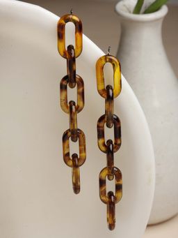 Vogue Panash - Brown Brass Contemporary Pair Of Earrings