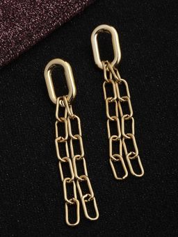 Vogue Panash - Gold Brass Contemporary Pair Of Earrings
