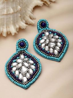 Vogue Panash - White Brass Stones Pair Of Earrings