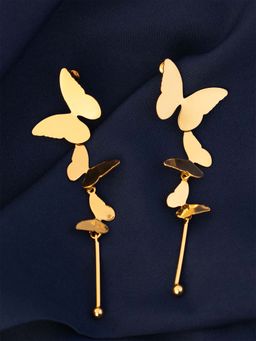 Vogue Panash - Gold Brass Statement Pair Of Earrings