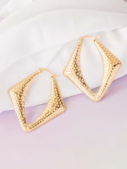 Vogue Panash - Gold Brass Statement Pair Of Earrings