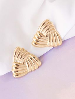 Vogue Panash - Gold Brass Statement Pair Of Earrings