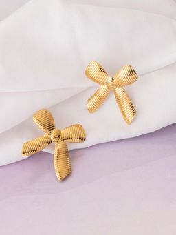 Vogue Panash - Gold Brass Statement Pair Of Earrings