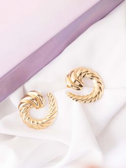 Vogue Panash - Gold Brass Statement Pair Of Earrings
