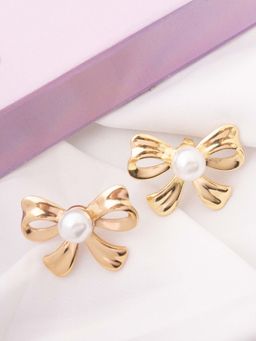 Vogue Panash - White Brass Pearl Pair Of Earrings