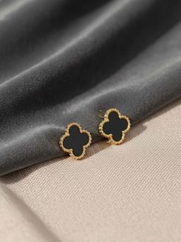 Vogue Panash - Black Brass Contemporary Pair Of Earrings