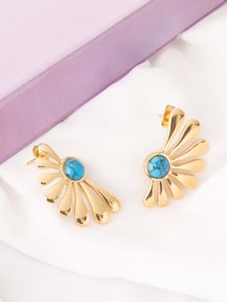 Vogue Panash - Blue Brass Stones Pair Of Earrings