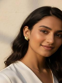 Vogue Panash - Gold Brass Statement Pair Of Earrings