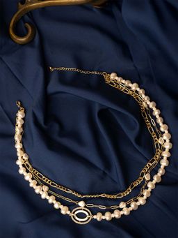 Vogue Panash - White Brass Pearl Necklace
