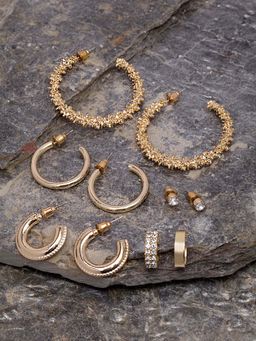 Vogue Panash - White Brass Stones Pair Of Earrings (Pack of 5)