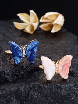 Vogue Panash - White Brass Stones Rings (Pack of 2)