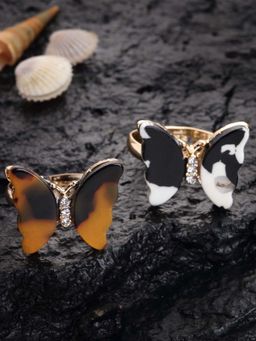 Vogue Panash - White Brass Stones Rings (Pack of 2)