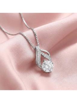 Zavya - White Sterling Silver Stones Necklace