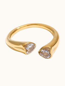 ZAISHA - White Stainless Steel Stones Ring