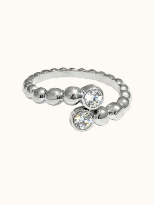 ZAISHA White Stainless Steel Stones Ring