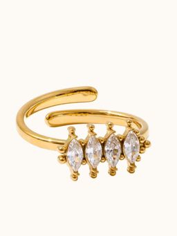 ZAISHA - White Stainless Steel Stones Ring